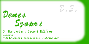 denes szopri business card